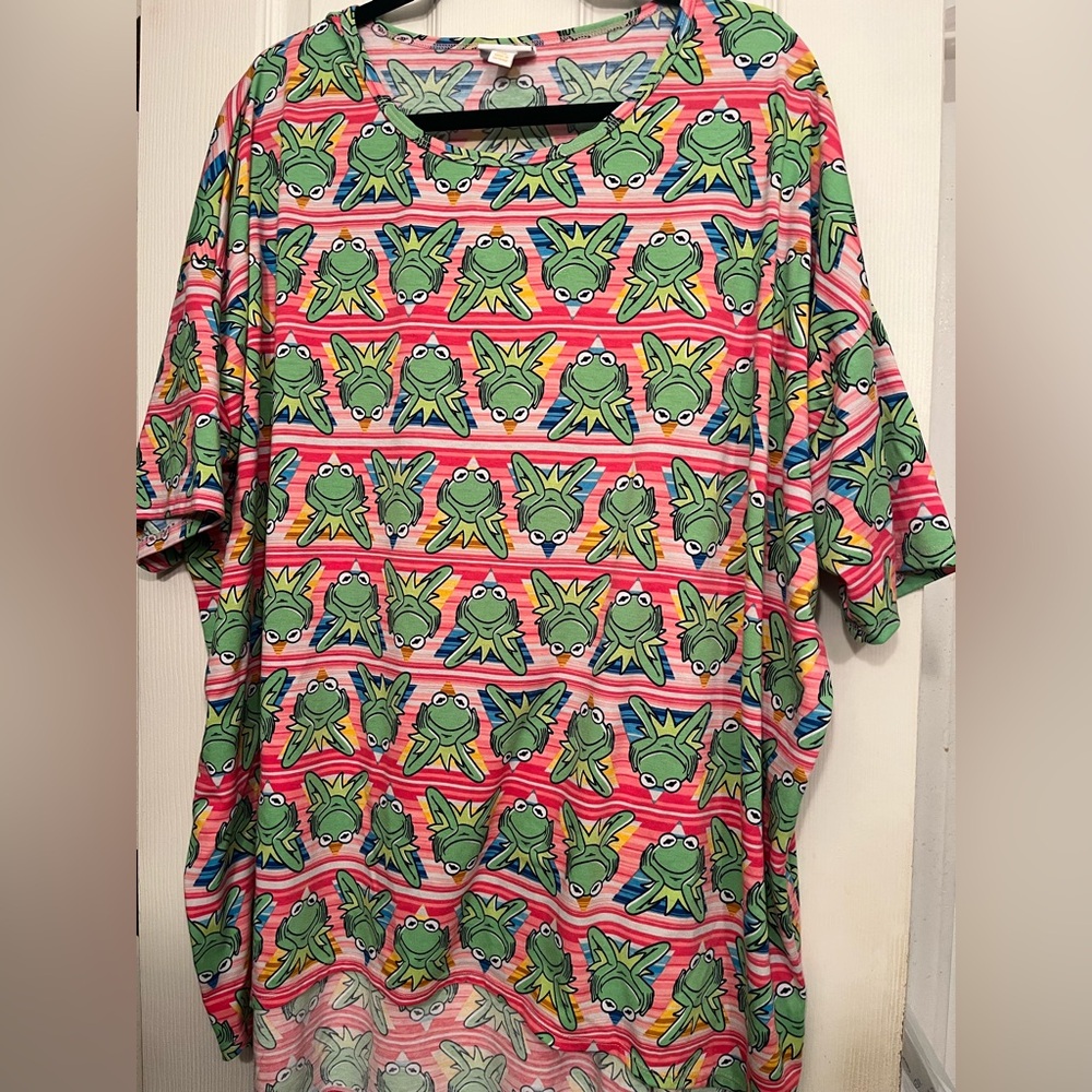 3XL LuLaRoe Kermit The Frog Green Frog Print Top